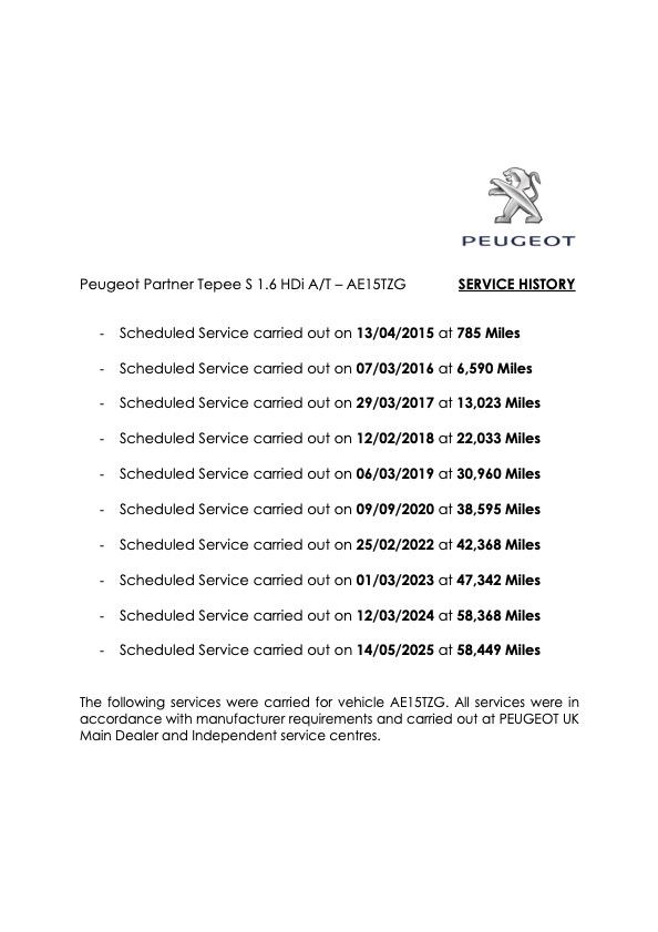 Peugeot Partner Tepee 1.6 HDi Tepee S MPV 5dr Diesel EGC (s/s) (125 g/km, 92 bhp)