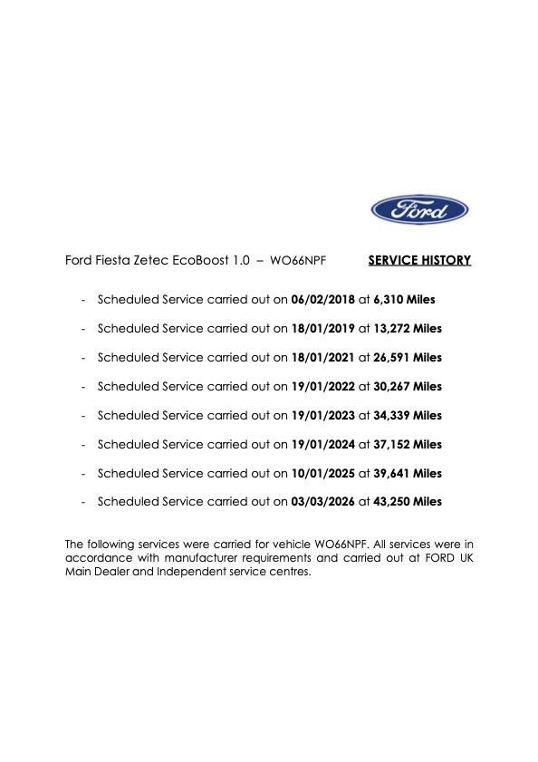 Ford Fiesta 1.0T EcoBoost Zetec Hatchback 5dr Petrol Manual Euro 6 (s/s) (100 ps)
