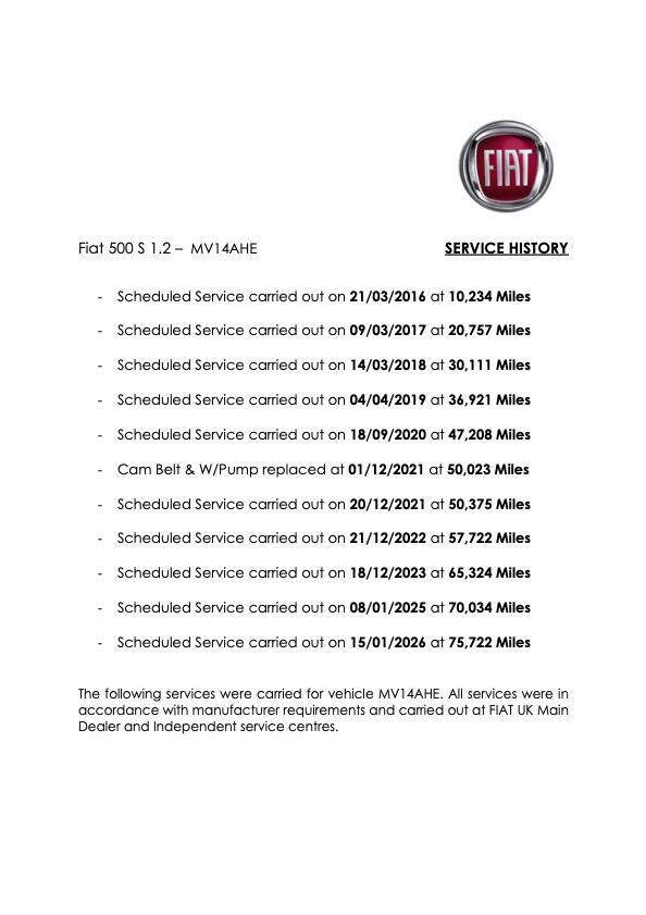 Fiat 500 1.2 S Hatchback 3dr Petrol Manual Euro 5 (s/s) (69 bhp)